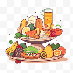 保健食品卡通图片_均衡饮食剪贴画食品减肥卡通插图