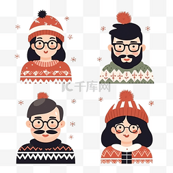 圣诞快乐主题图片_人们与圣诞快乐毛衣设计