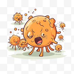 病菌原体图片_衣原体剪贴画可爱的卡通橙色细菌