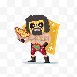 自由玉米片剪贴画摔跤手与披萨人