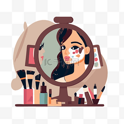 女孩化妆品卡通图片_化妆 向量
