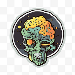 外星人头像图标图片_为 T 恤标志设计的外星人太空僵尸