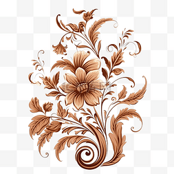 装饰用棕色花卉插图