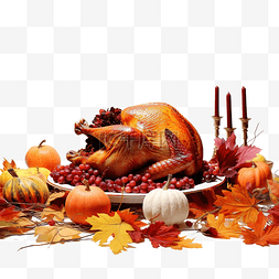 火鸡食品和秋叶庆祝感恩节
