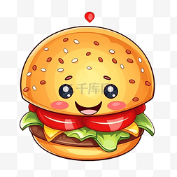 漢堡插圖图片_可愛的卡通漢堡