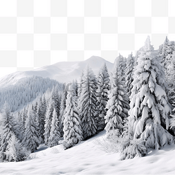 雪山雪树图片_山上被雪覆盖的圣诞树