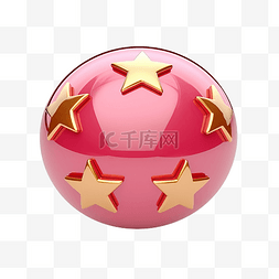 气泡5图片_3d 气泡上的五颗金色星星，对粉红