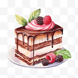 吃蛋糕的孩子图片_水彩甜点甜蜜剪贴画元素可爱蛋糕