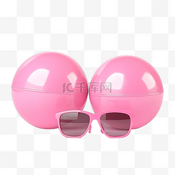 膨胀的气球图片_3d 粉色充气球海滩漂浮带太阳镜隔