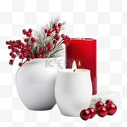 護膚品图片_红色圣诞组合物中的白色罐子，点