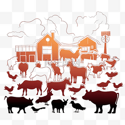 卡通农场猪图片_找到所有强加的农场动物找到所有