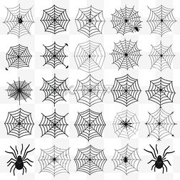 涂鸦蜘蛛网设置万圣节矢量装饰矢