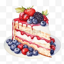 藍莓图片_水彩浆果蛋糕片
