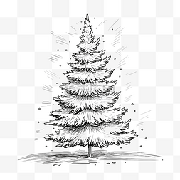 分支手绘图片_圣诞树矢量图手绘雕刻墨水素描