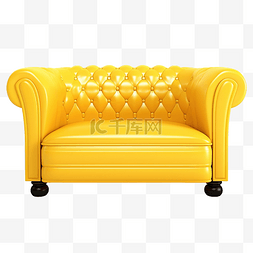 沙发视图图片_沙发装饰风格黄色隔离前视图系列