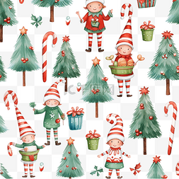 拐杖糖手绘图片_圣诞精灵工厂模式与拐杖糖冬青和