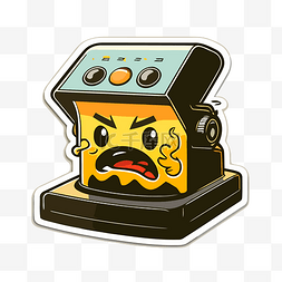 热压机图片_一张带着愤怒表情的烤面包机的贴