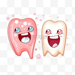 白色牙齿图片_卡通牙齿和口腔内的牙龈对蛀牙问