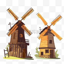 两个风车图片_风车剪贴画 两个卡通风格的风车