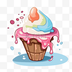 冰淇淋蛋糕卡通图片_融化的冰淇淋剪贴画彩色矢量冰淇
