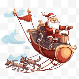 飞行的圣诞老人雪橇 向量