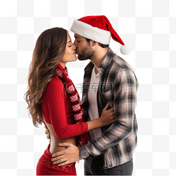 浪漫拥抱图片_照片显示年轻夫妇在圣诞节期间拥