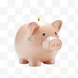 有蜡烛生日蛋糕图片_可爱的存钱罐，上面有蜡烛