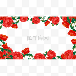 鲜花边框图片_山茶花红色水彩花卉鲜花边框