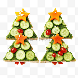 早晨雪图片_三明治配以星星和圣诞树形式的蔬
