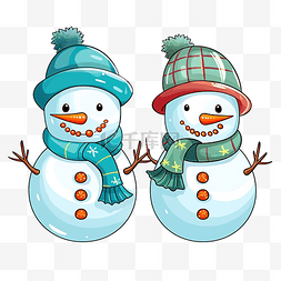 圣诞雪帽图片_找到两个相同的圣诞雪人