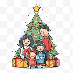 亚洲家庭装饰圣诞树，迎接圣诞快