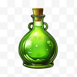 巫师形象图片_瓶子里的绿色药水插画gui元素