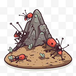红瓢虫在山上跳跃的卡通形象剪贴