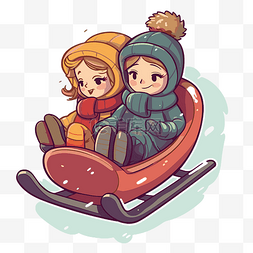 可爱的情侣骑雪橇的图片