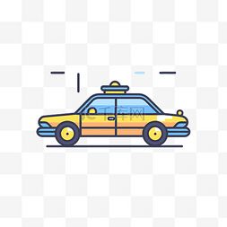 出租车平面图片_出租车图标 汽车线图标 向量