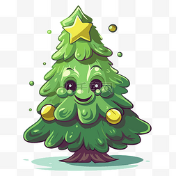 圣诞树剪贴画卡通圣诞树与星星站