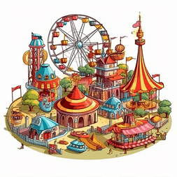 游乐园设计素材图片_卡通风格的大型游乐园