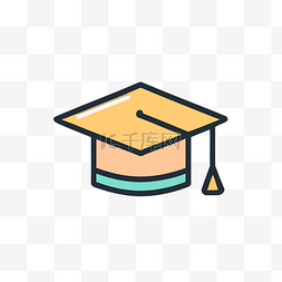 毕业帽icon图片_彩色线条毕业帽图标 向量