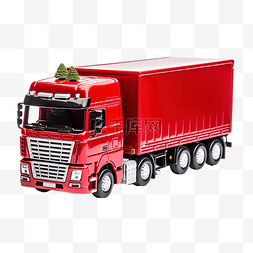 冬季路图片_红色玩具车的节日卡车与独立的集
