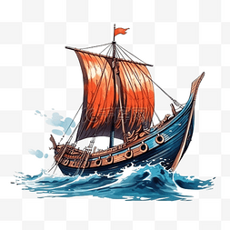 drakkar维京划船在现实风格诺曼船