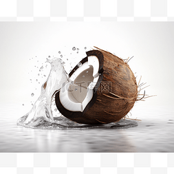 水溅椰子的 3d 插图