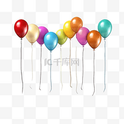 彩色漂浮气球图片_一根领带上绳子上的一组彩色氦气