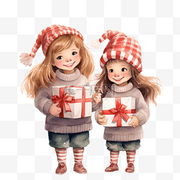 快乐的年轻女孩在圣诞树附近穿着