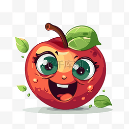 苹果剪贴画彩色卡通苹果绿色的眼