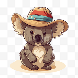 澳洲背景图片_澳大利亚剪贴画考拉戴着帽子坐在