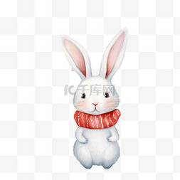 可爱的白色兔子在圣诞冬季主题无