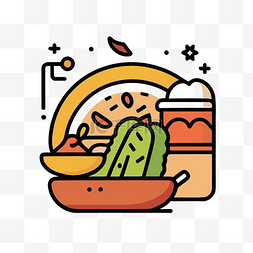 热狗和汉堡图标，配泡菜和泡菜 