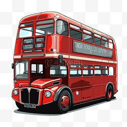 伦敦巴士卡通图片_雙層巴士