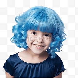 漂亮小姑娘图片_万圣节时戴着蓝色假发的漂亮微笑