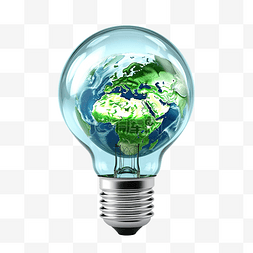 有力量背景图片_灯泡为地球节省电力 3d 插图